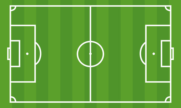Cancha verde de f&uacute;tbol soccer con marcas blancas definidas