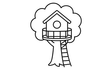 Outline treehouse with ladder: simple playhouse design