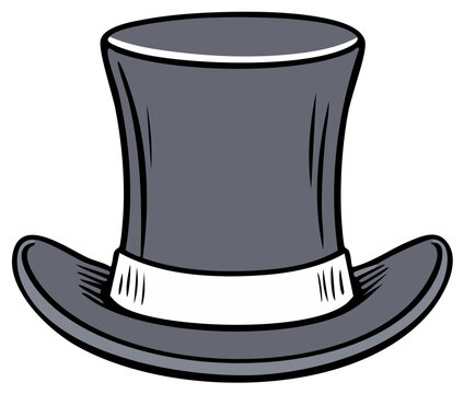 Classic gray top hat with white band elegant vector illustration