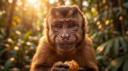 Cute Monkey Portrait in Jungle	