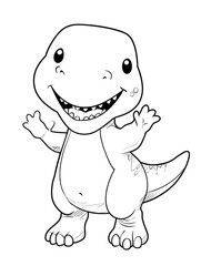 Cartoon Baby Dinosaur Character Illustration Perfect for Cute Kids Coloring book