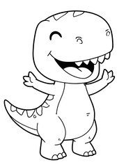 Cartoon Baby Dinosaur Character Illustration Perfect for Cute Kids Coloring book