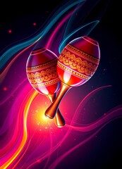 Detailed Artistic Maracas with Geometric Motifs