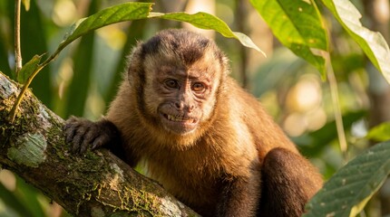Cute Monkey Portrait in Jungle	