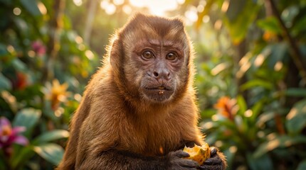 Cute Monkey Portrait in Jungle	