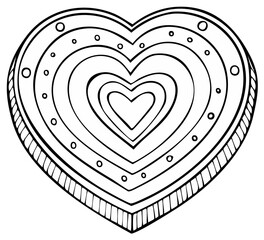 Concentric Heart Shape Doodle with Decorative Dots and Stripes