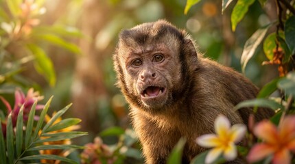 Cute Monkey Portrait in Jungle	