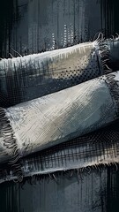 Vector fabric texture. Distressed texture of weaving fabric. Grunge background. Abstract halftone vector illustration. Overlay to create interesting effect and depth. Black isolated on white. EPS10.