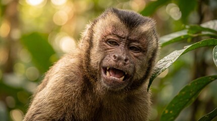 Cute Monkey Portrait in Jungle	