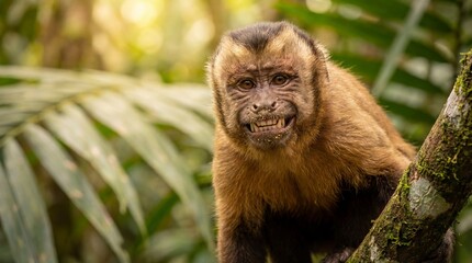 Cute Monkey Portrait in Jungle	