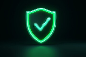 Glowing Green Checkmark Shield