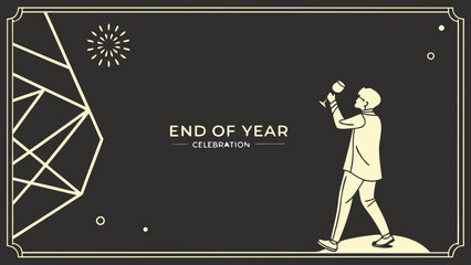 Business vector silhouette illustration of people, including a businessman with a banner or suitcase, representing a black concept sign board art