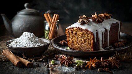 Rustic Spiced Loaf Cake with Icing and Anise