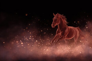 Red horse gallops joyfully in celebration of the vibrant Chinese New Year 2026, embodying strength and prosperity