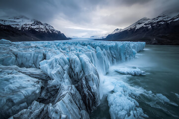 Fragile glacier patterns captured in stark environmental scenery with frosty hues