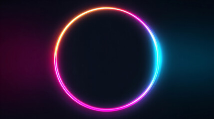 Fototapeta premium Bright circle with neon colors against dark background