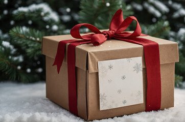 Playful Christmas elf in painted-style snowy setting with elegant seasonal lettering