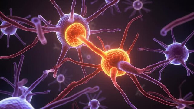 Microscopic view of interconnected neurons in the habenulointerpeduncular tract