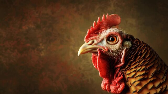Detailed close-up of chicken against textured background