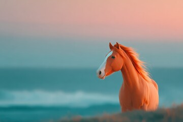 Red horse symbolizes hope and new beginnings during the Chinese New Year celebration of 2026 near a serene ocean backdrop