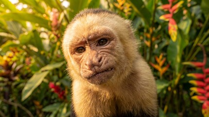 Obraz premium Cute Monkey Portrait in Jungle 