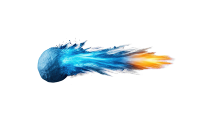 Comet with Fiery Trail on Transparent Background