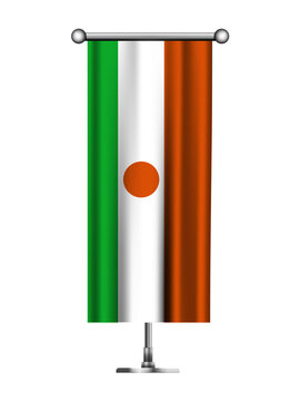 Realistic Standing Vertical NIGER Flag Banner on Metallic Pole
