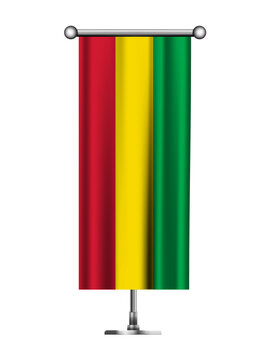 Realistic Standing Vertical GUINEA Flag Banner on Metallic Pole