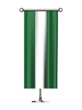 Realistic Standing Vertical Nigeria Flag Banner on Metallic Pole