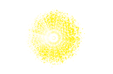 Bright Yellow Concentric Particle Dust Explosion Effect Minimalist digital art featuring a strong, circular explosion or dust particle effect in vivid yellow on a neutral gray background