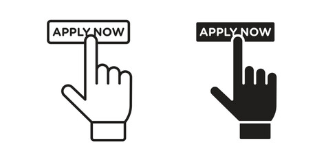 Apply icons, vector design. Silhouette and stroke icon collection