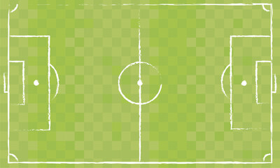 Cancha de futbol soccer cuadriculada con marcas blancas dibujadas © MariaFernanda