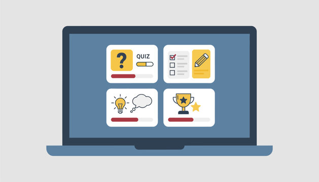 A closeup of a laptop screen displaying interactive quizzes and assignments showcasing engaging online educational tools.