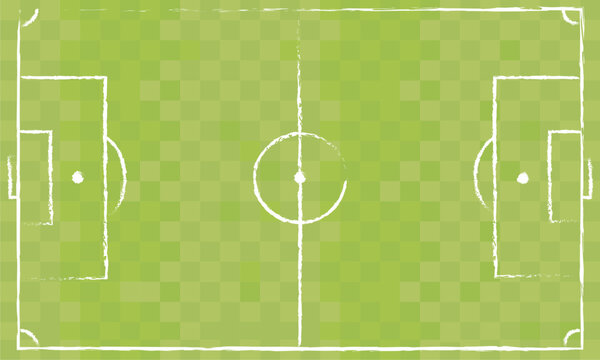 Cancha de futbol soccer cuadriculada con marcas blancas dibujadas