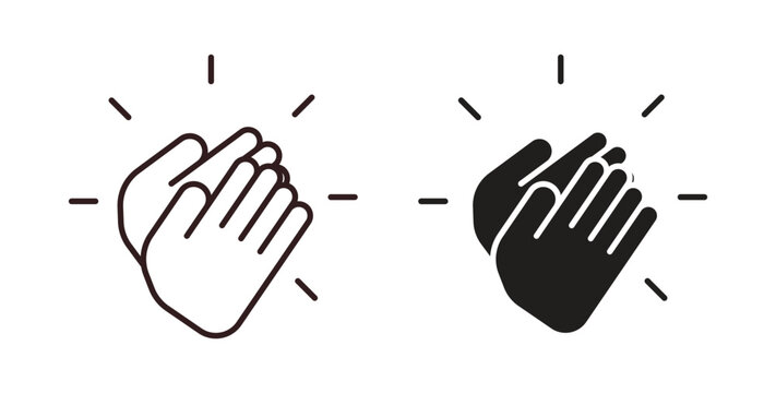 Clap icons, vector design. Silhouette and stroke icon collection