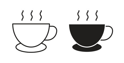 Coffee icons, vector design. Silhouette and stroke icon collection