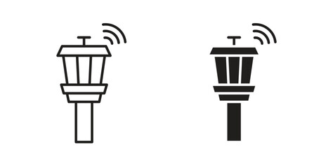 Control Tower icons, vector design. Silhouette and stroke icon collection