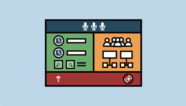 An informational flyer board displaying various employer presentations and networking events throughout the day. - Powered by Adobe