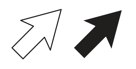 Cursor arrow icons, vector design. Silhouette and stroke icon collection