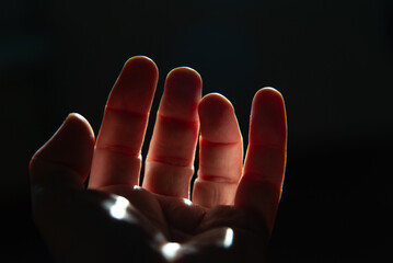 Hand Backlit with Transparency of Skin