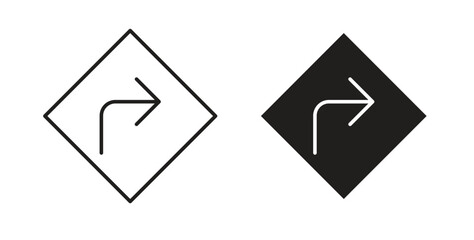 Directions icons, vector design. Silhouette and stroke icon collection