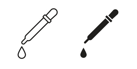 Dropper icons, vector design. Silhouette and stroke icon collection
