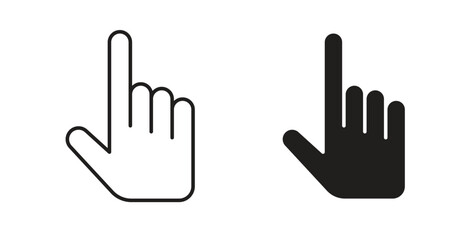 Finger icons, vector design. Silhouette and stroke icon collection