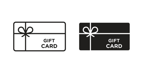 Gift card icons, vector design. Silhouette and stroke icon collection