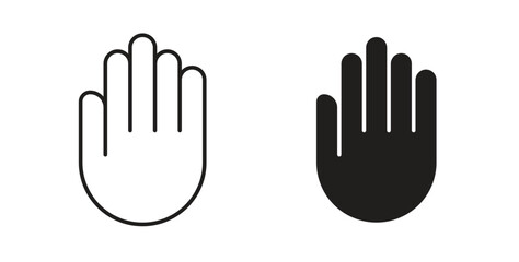 Hand icons, vector design. Silhouette and stroke icon collection