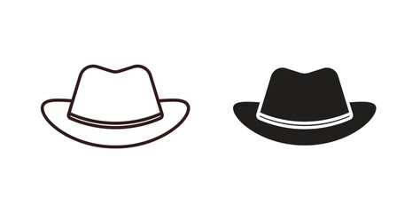 Hat icons, vector design. Silhouette and stroke icon collection