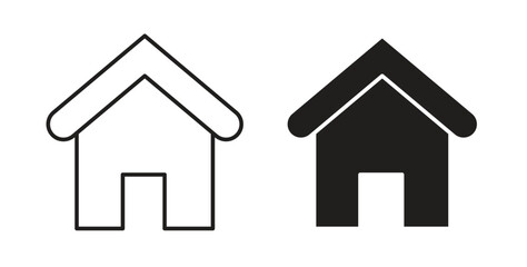 House icons, vector design. Silhouette and stroke icon collection
