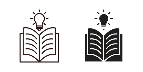 Knowledge icons, vector design. Silhouette and stroke icon collection