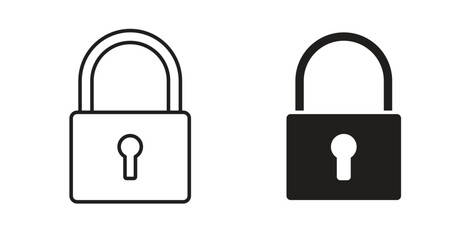 Lock icons, vector design. Silhouette and stroke icon collection