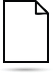 Blank white paper document with curled corner and shadow isolated.